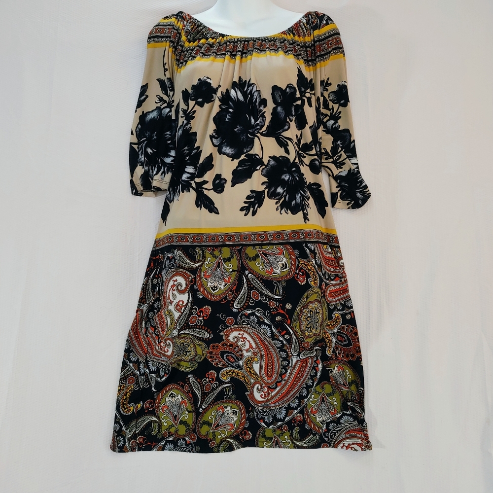 Tiana B Stretchy Mixed Pattern Midi Dress - Medium